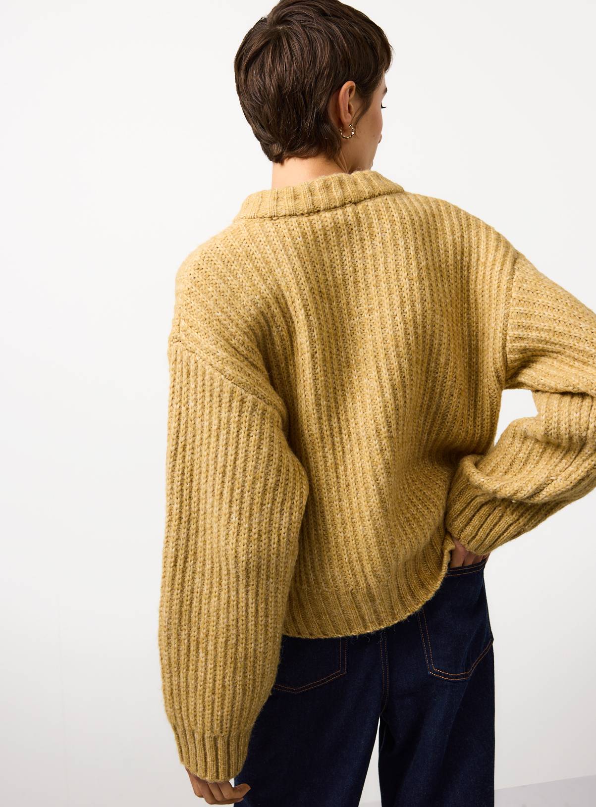 Yellow Button Chunky Knit Cardigan 22 - Image 4
