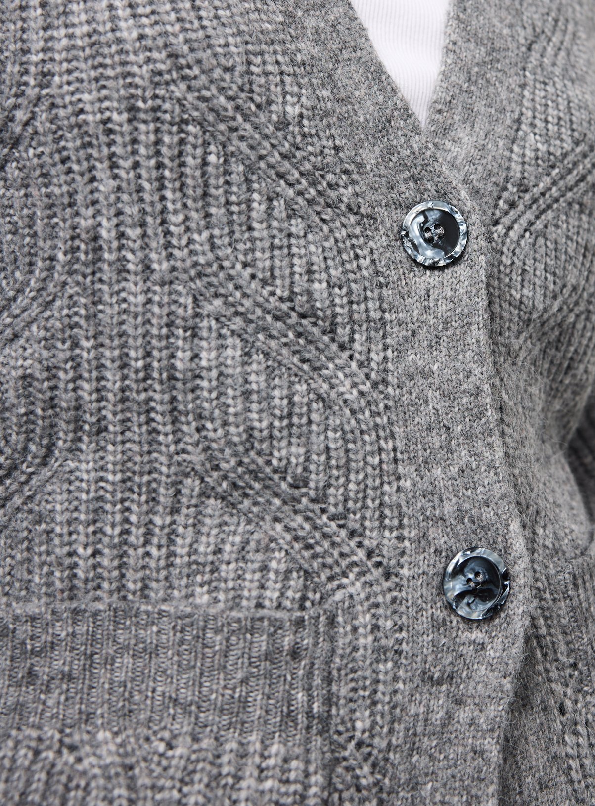 Charcoal V Neck Slouch Cable Knit Cardigan M - Image 3 thumbnail