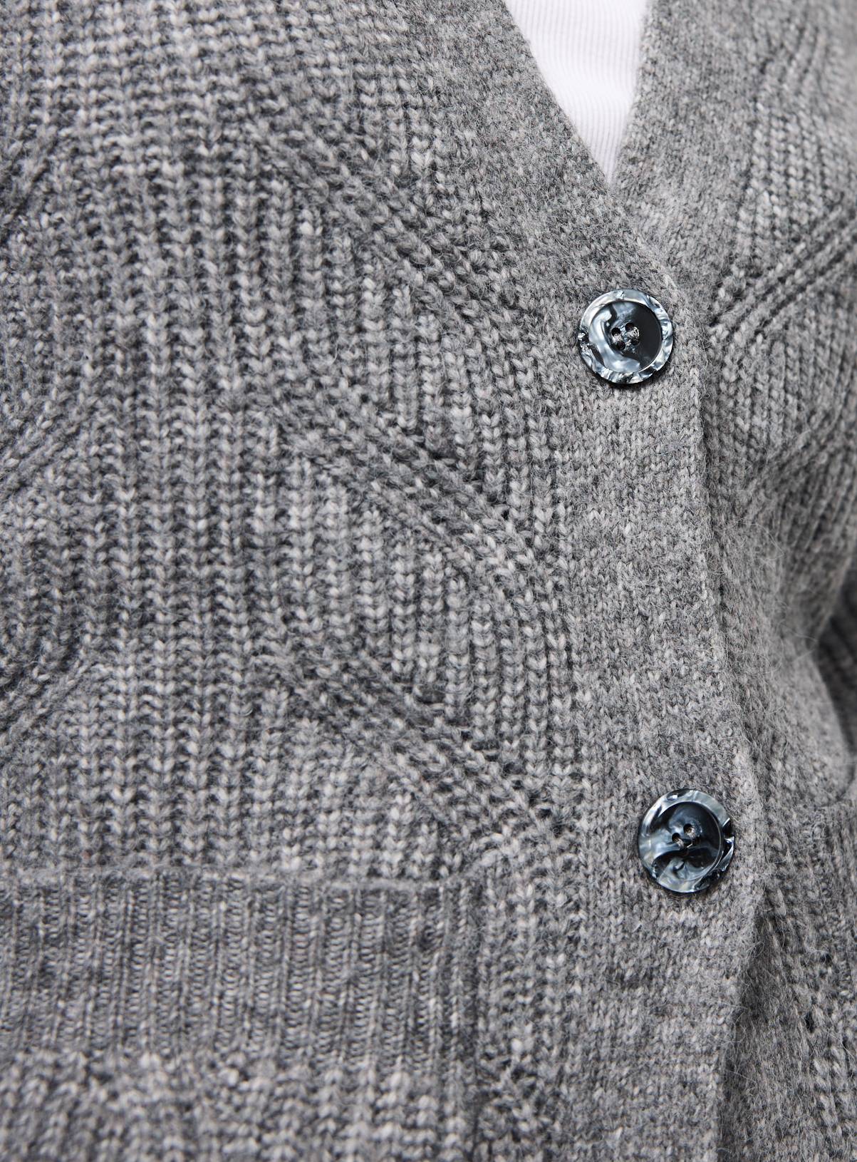 Charcoal V Neck Slouch Cable Knit Cardigan M - Image 3
