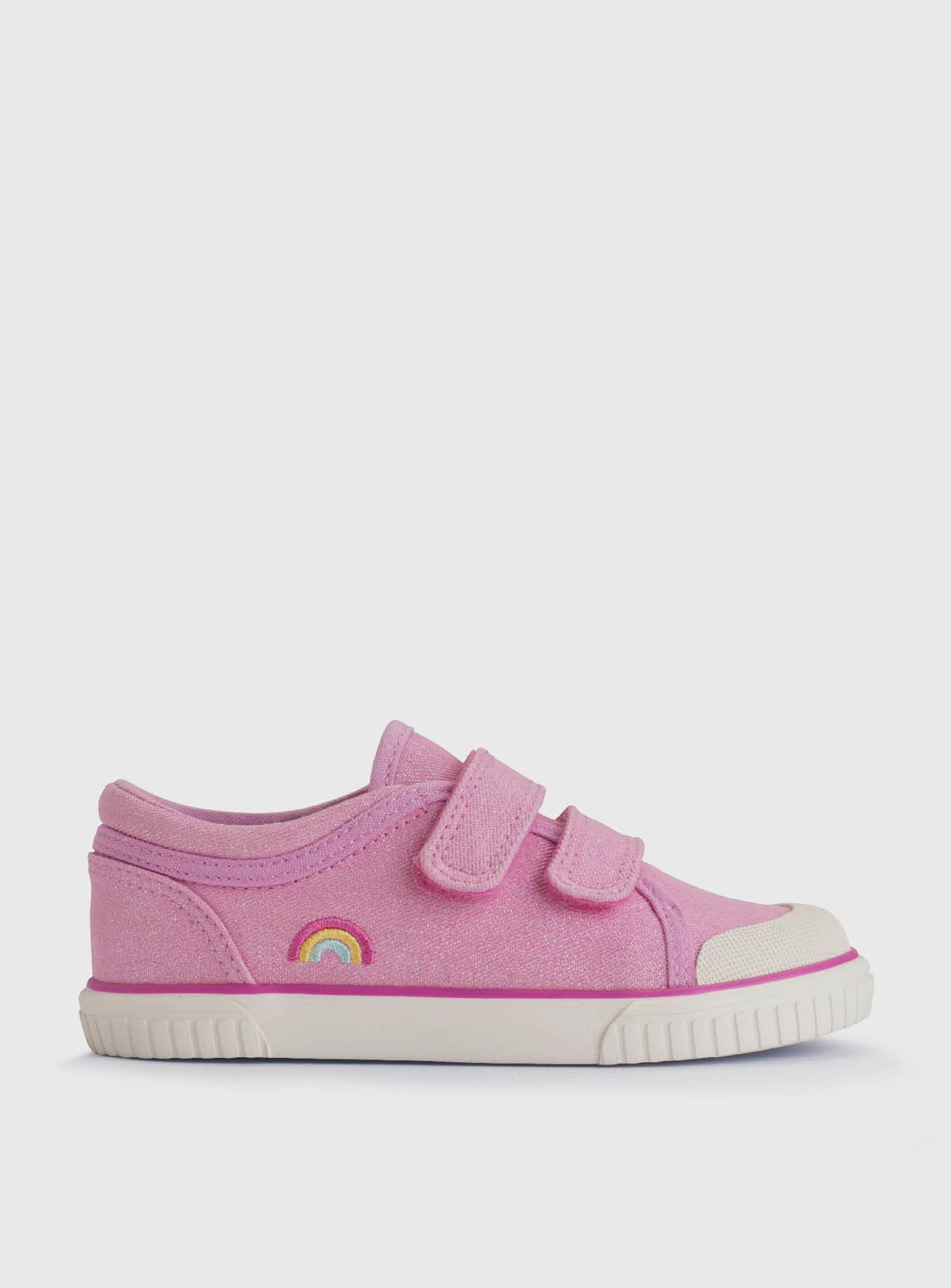 START-RITE Sandy Beach Pink Glitter Double Strap Canvas Shoes 6.5 Infant