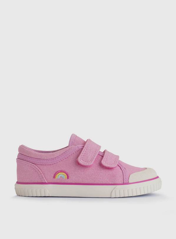 START-RITE Sandy Beach Pink Glitter Double Strap Canvas Shoes 10 Infant