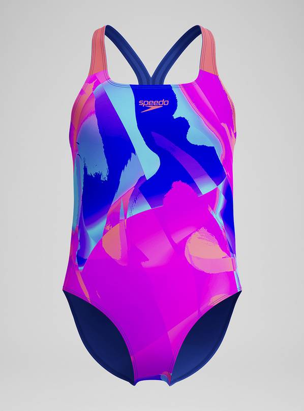SPEEDO Girls Digital Allover Powerback Swimsuit 5-6 Years