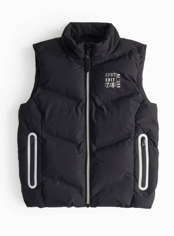 Black Graphic Logo Padded Gilet 11-12 years