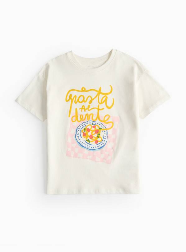 White Pasta Printed T-Shirt 5 years