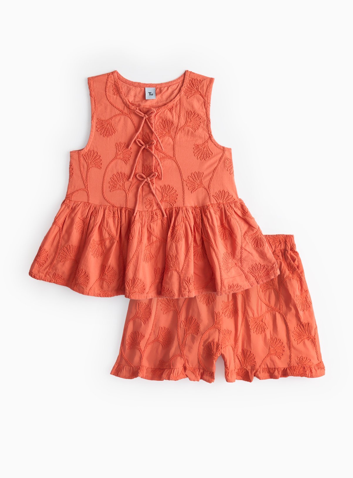 Red Red Tie-Front Top & Shorts Co-ord Set (13 Years) - Tu by Sainsbury's