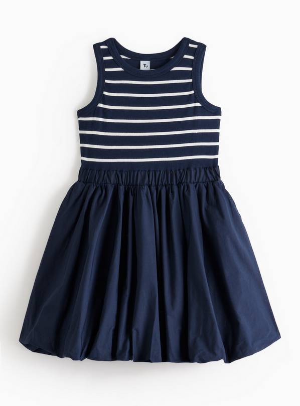 Navy Striped Bubble Hem Dress 10 years