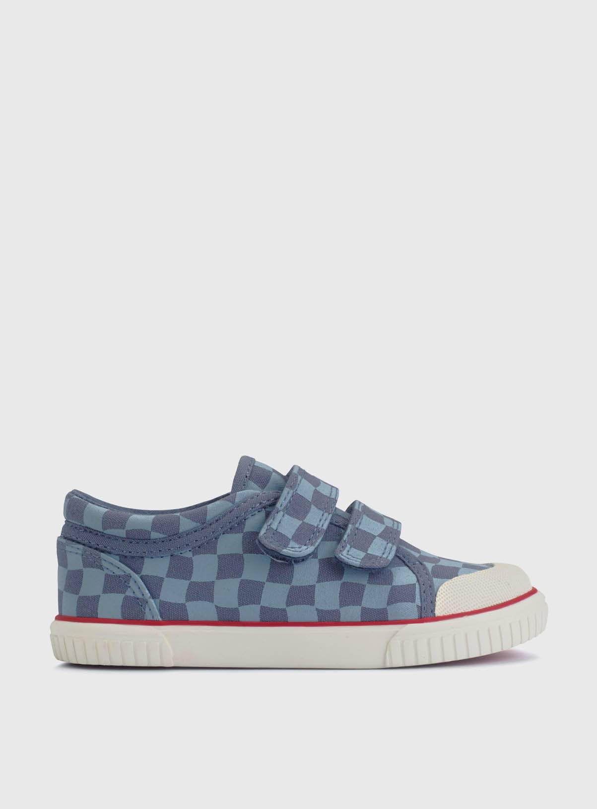 START-RITE Kicks Blue Check Double Strap Canvas Shoes 12.5 Infant - Image 1