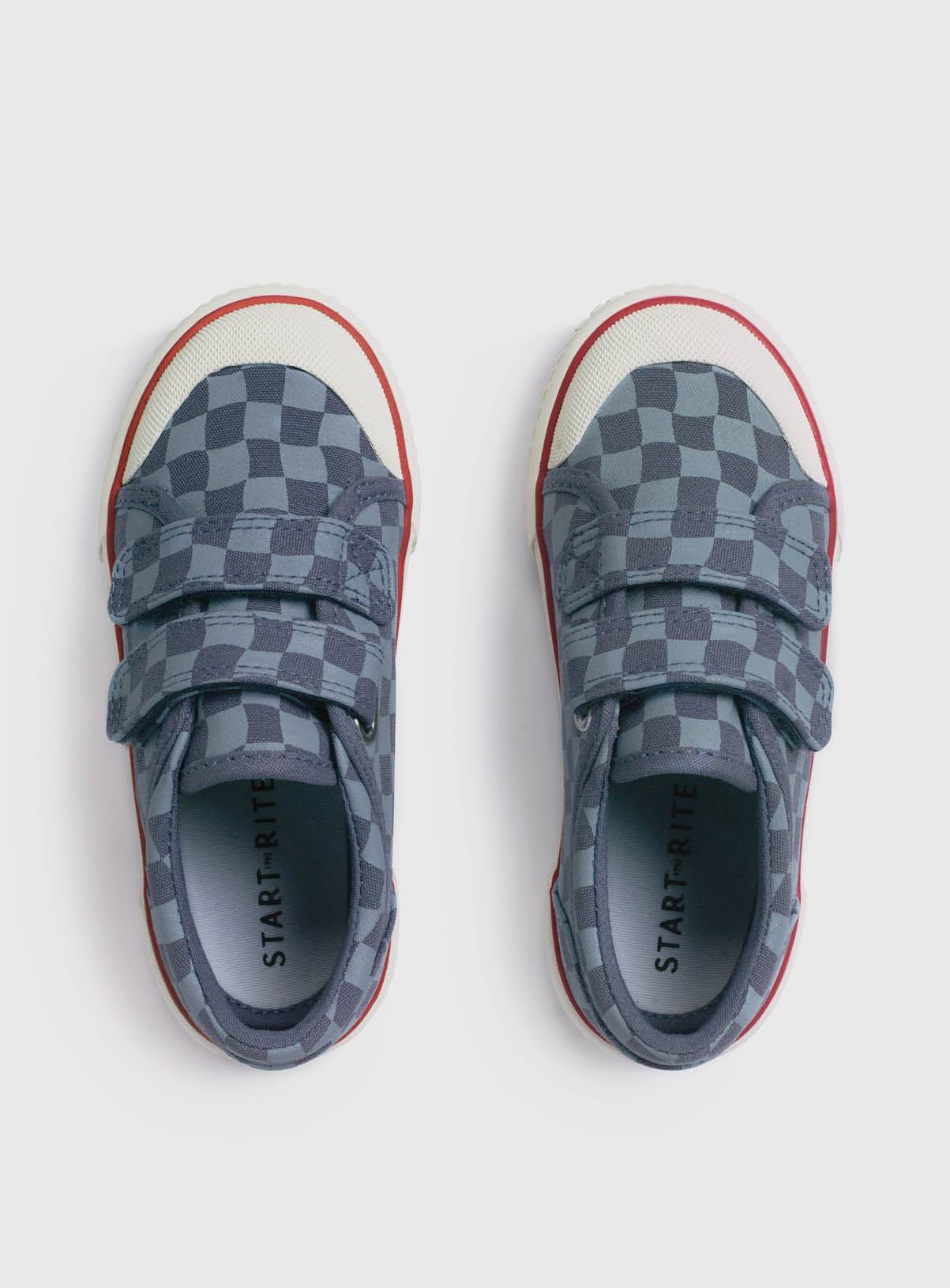 START-RITE Kicks Blue Check Double Strap Canvas Shoes 12.5 Infant - Image 2