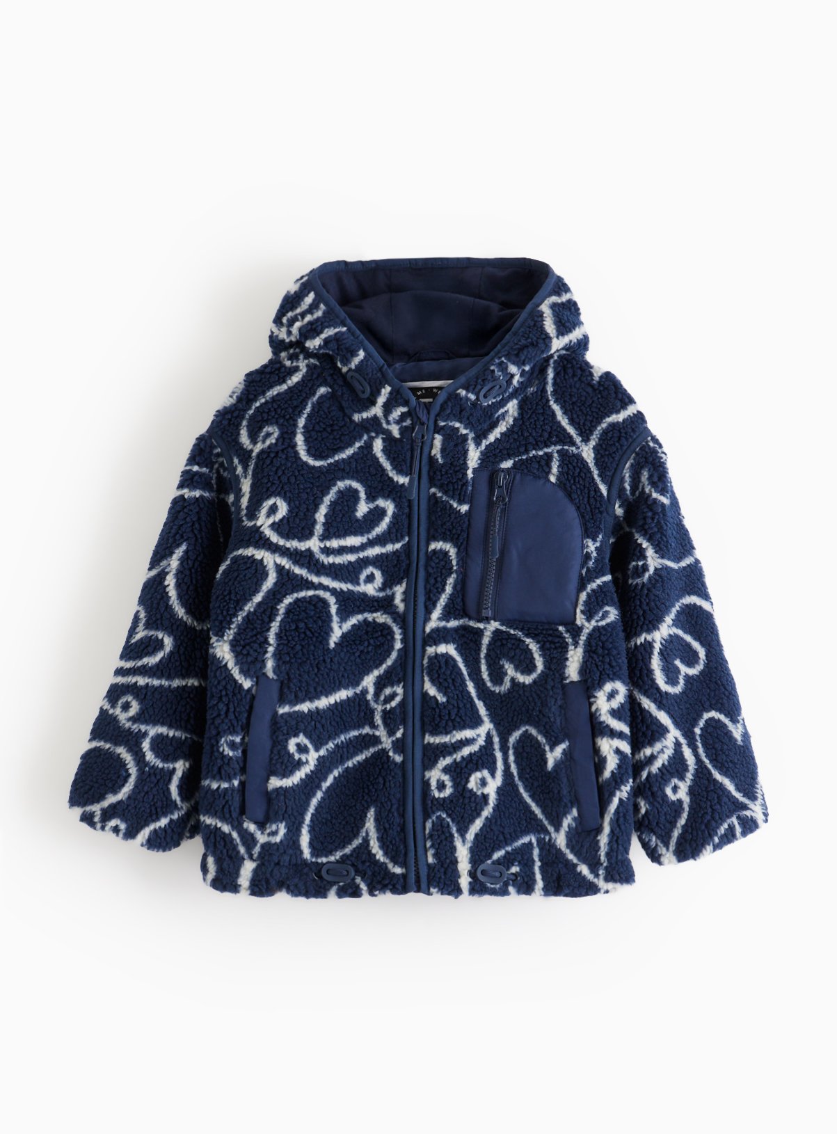Navy Navy Heart Printed Borg Jacket - Tu by Sainsbury's