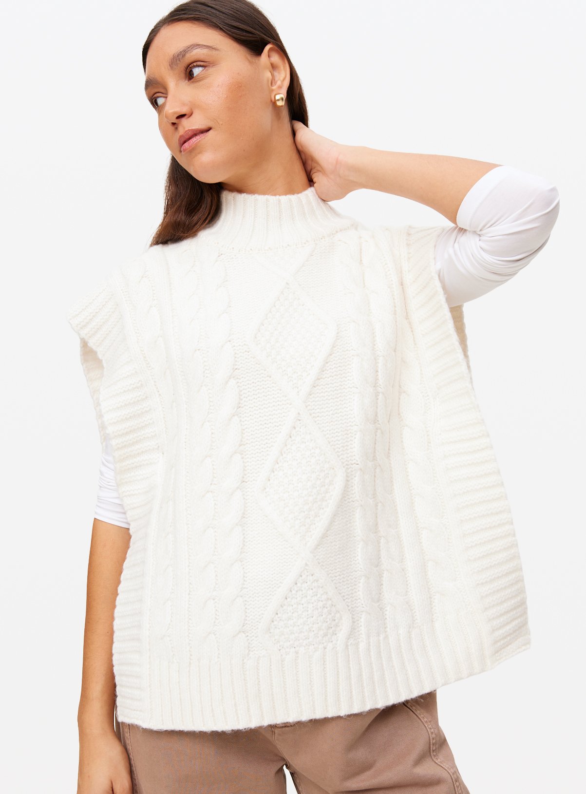 Cream Cable Knit Tabbard XL - Image 3 thumbnail
