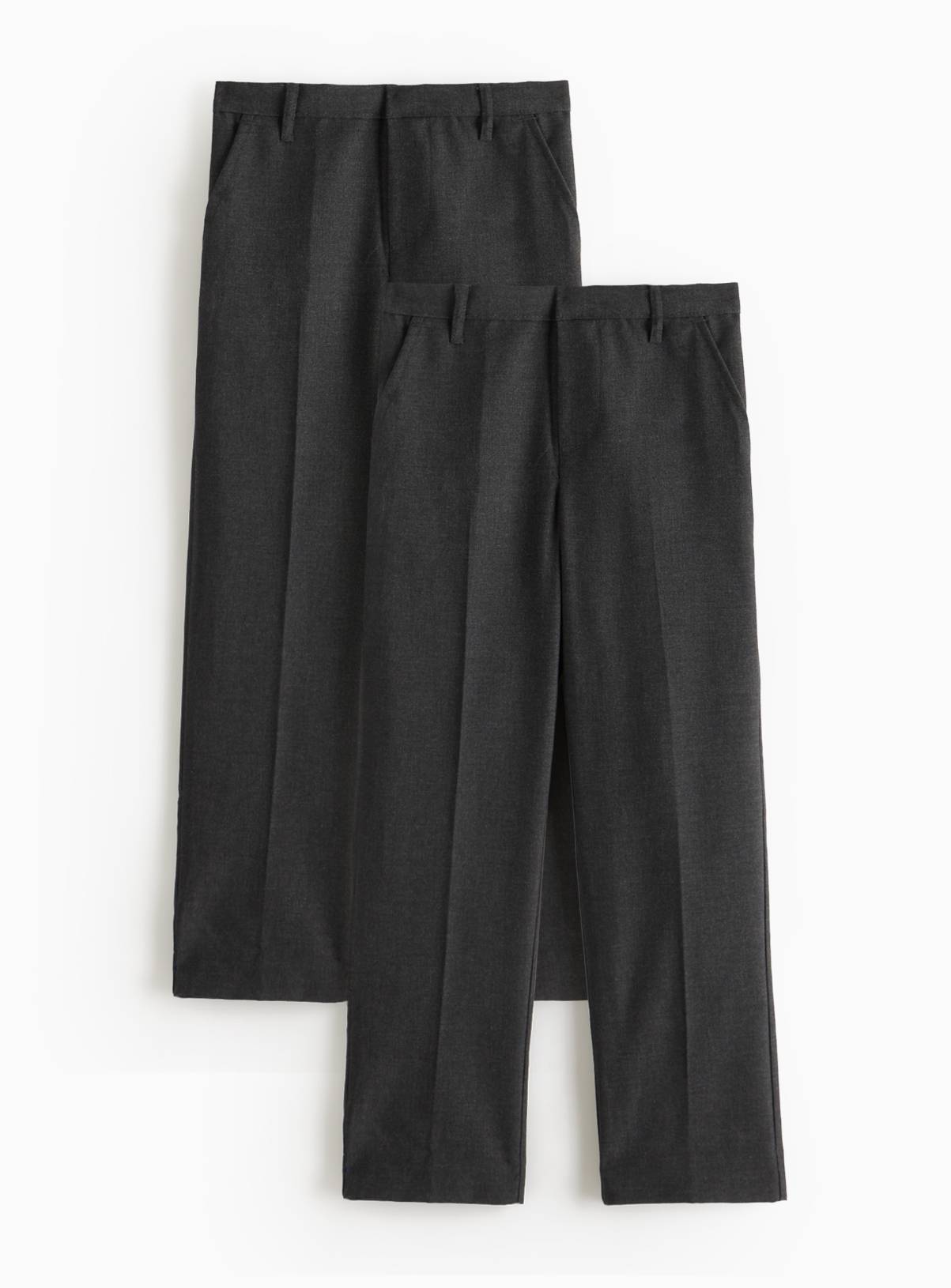 2 Pack Grey Woven Trousers with Reinforced Knees & Extendable Hem 11 years - Image 1