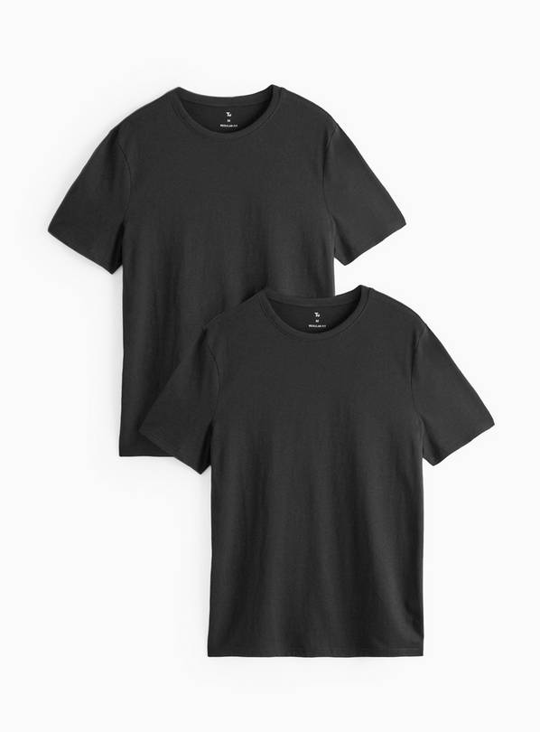 Black Regular Crew Neck T-Shirt 2 Pack S