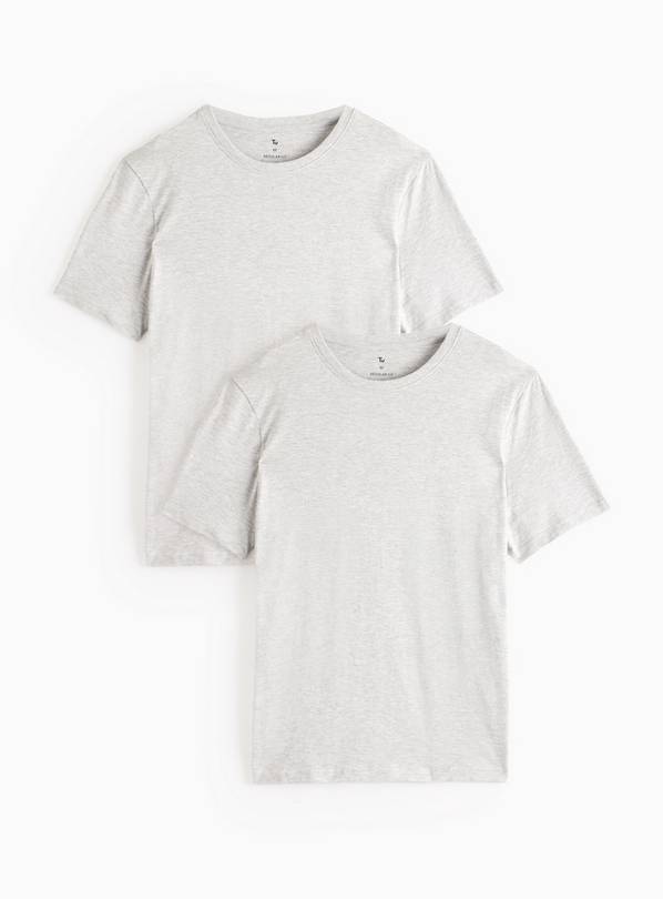 Grey Marl Crew Neck T-Shirt 2 Pack L