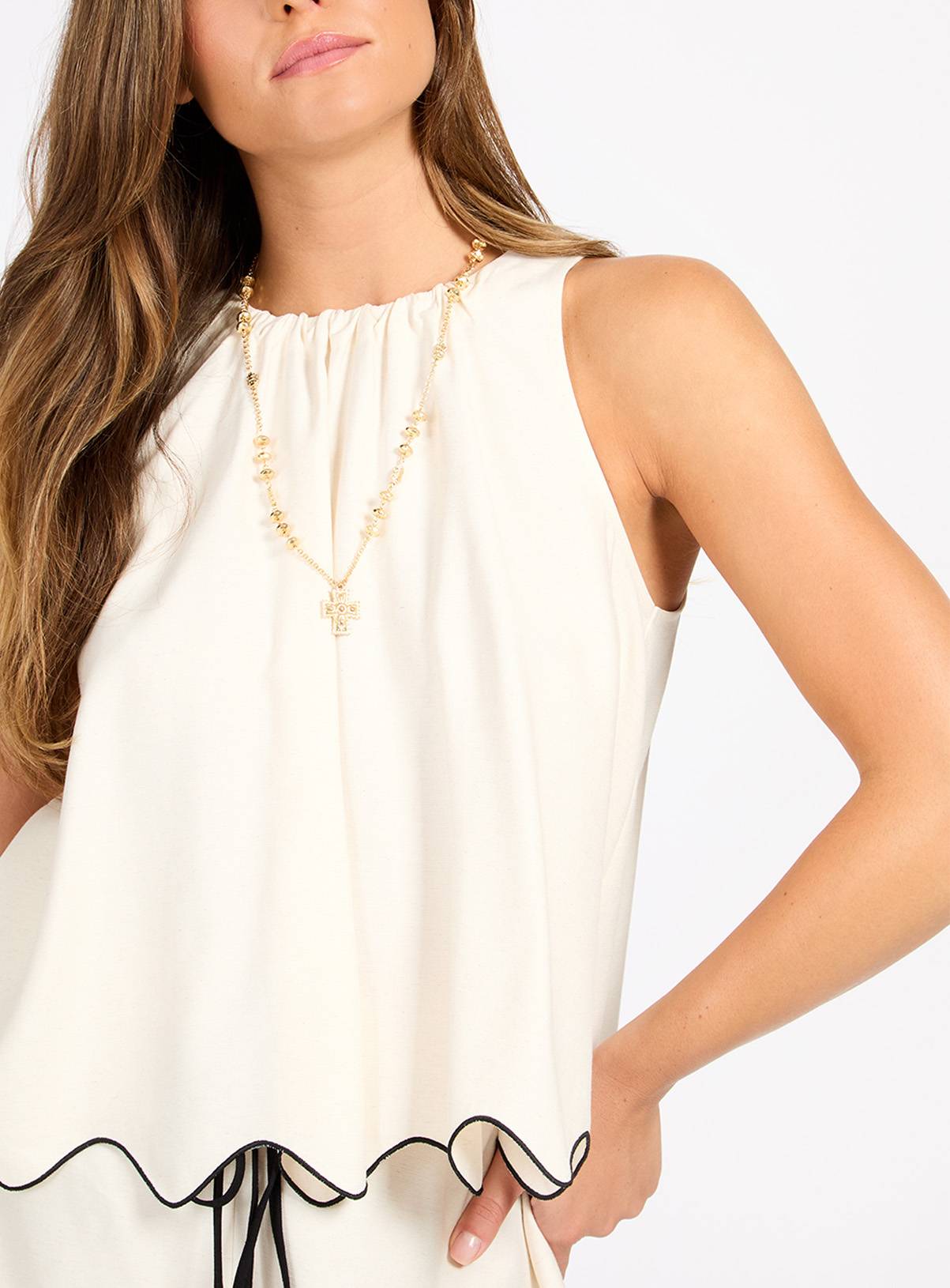 LITTLE MISTRESS Cream Linen Co-ord Top 16 - Image 3