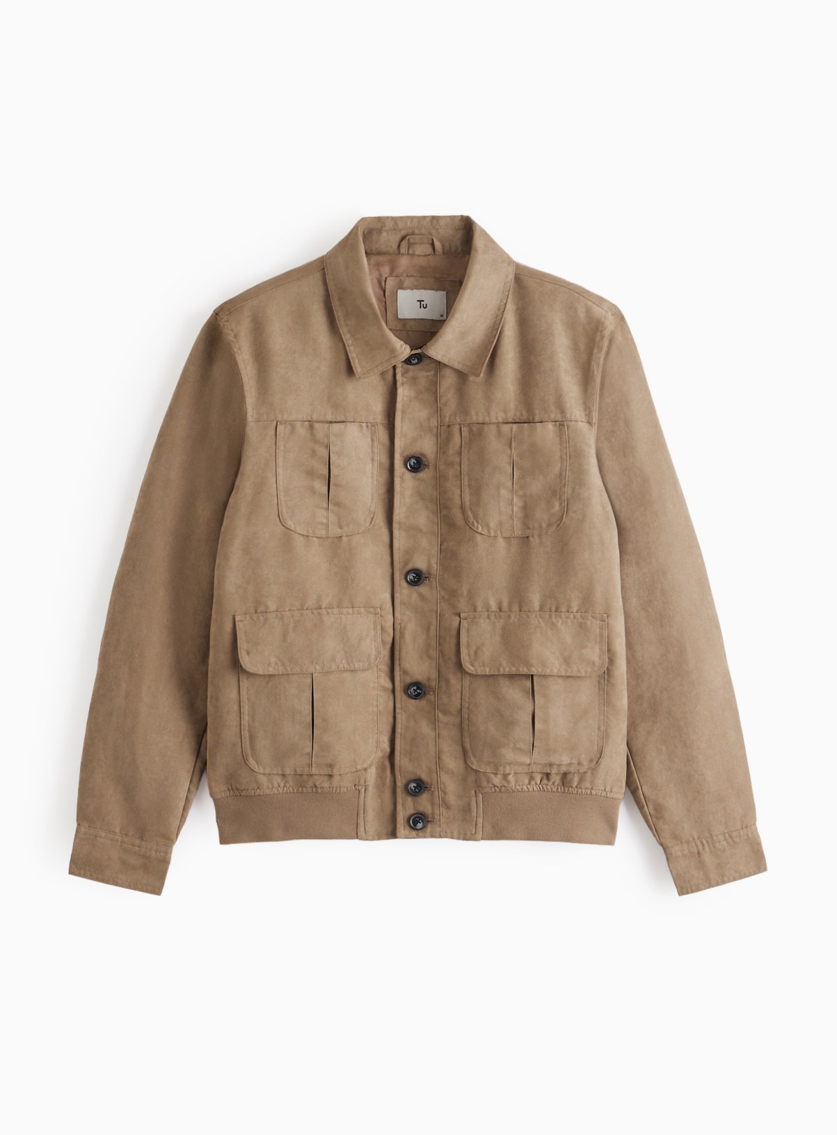 Beige Faux Suede Bomber Jacket XXL - Image 3 thumbnail