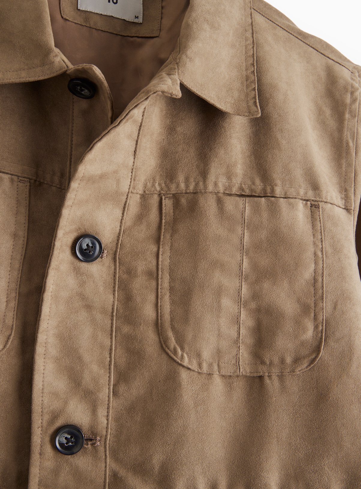 Beige Faux Suede Bomber Jacket XXL - Image 4 thumbnail