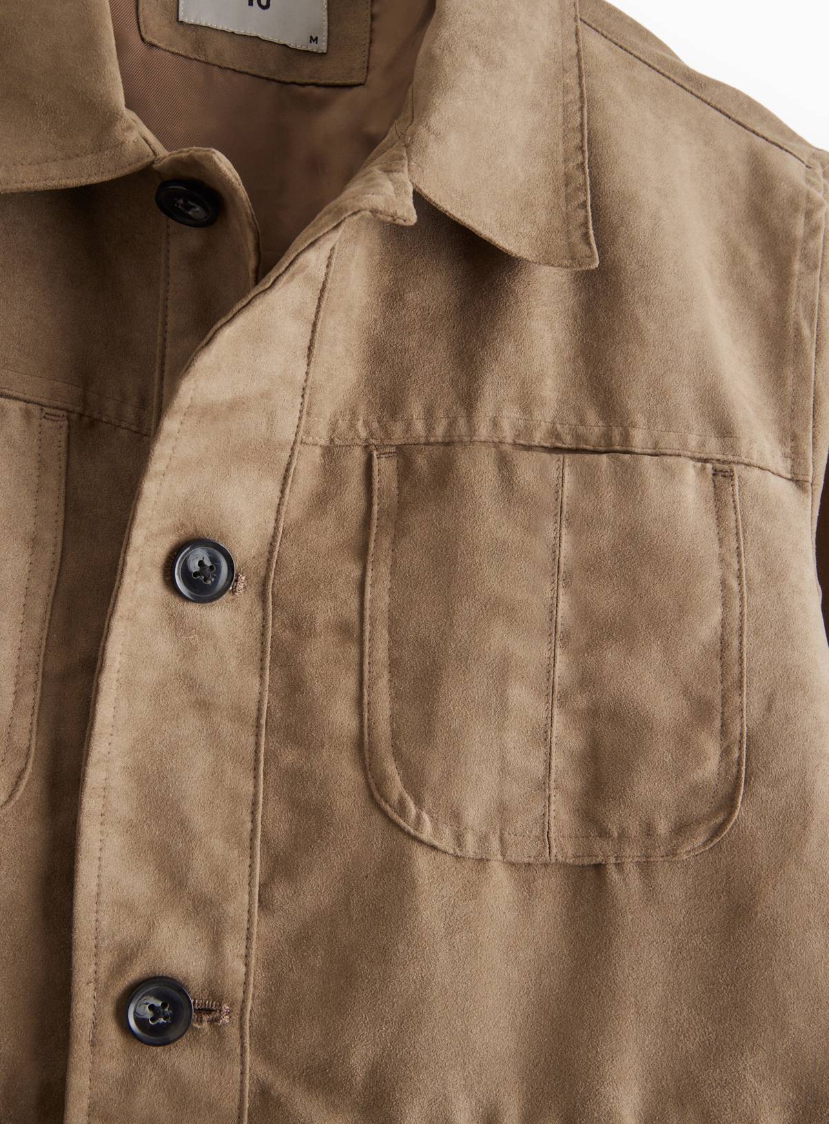 Beige Faux Suede Bomber Jacket XXL - Image 4