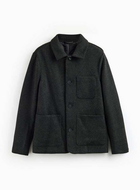 Charcoal Brushed Chore Shacket L