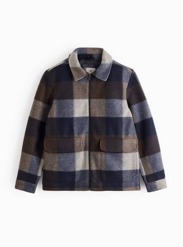 Brown Check Brushed Shacket M