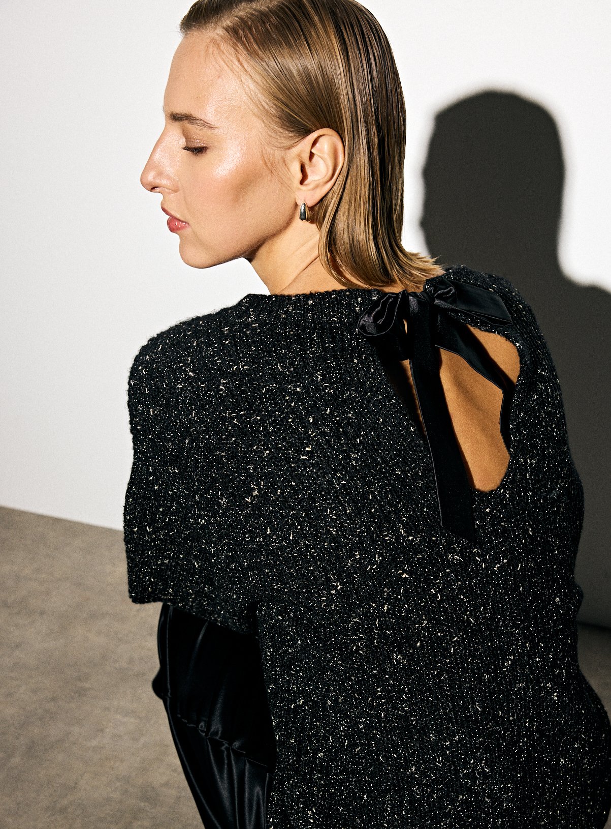 Black Metallic Bow Back Knitted Jumper 16 - Image 4 thumbnail