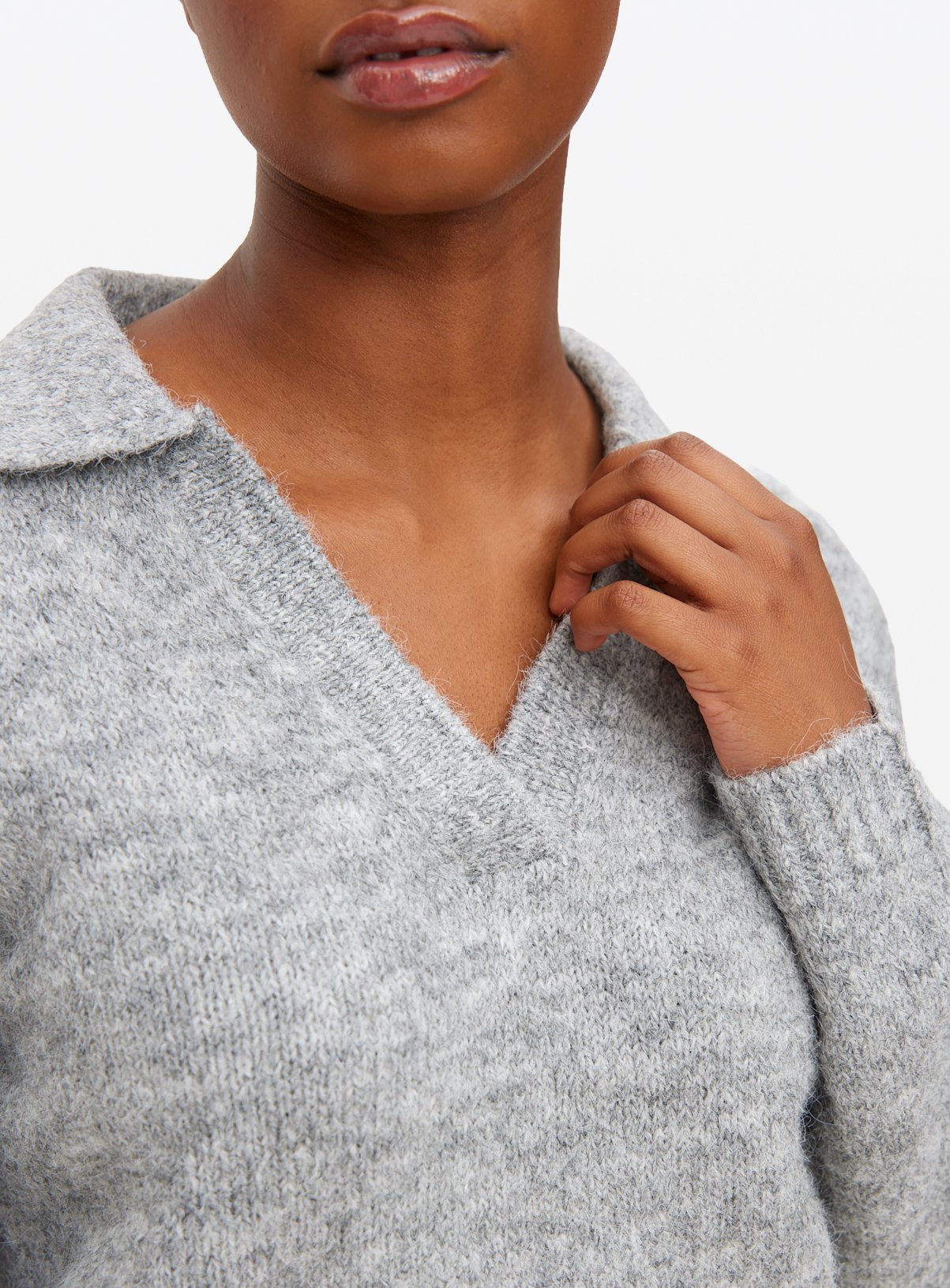 Grey Open Collar Knitted Jumper 24 - Image 2 thumbnail