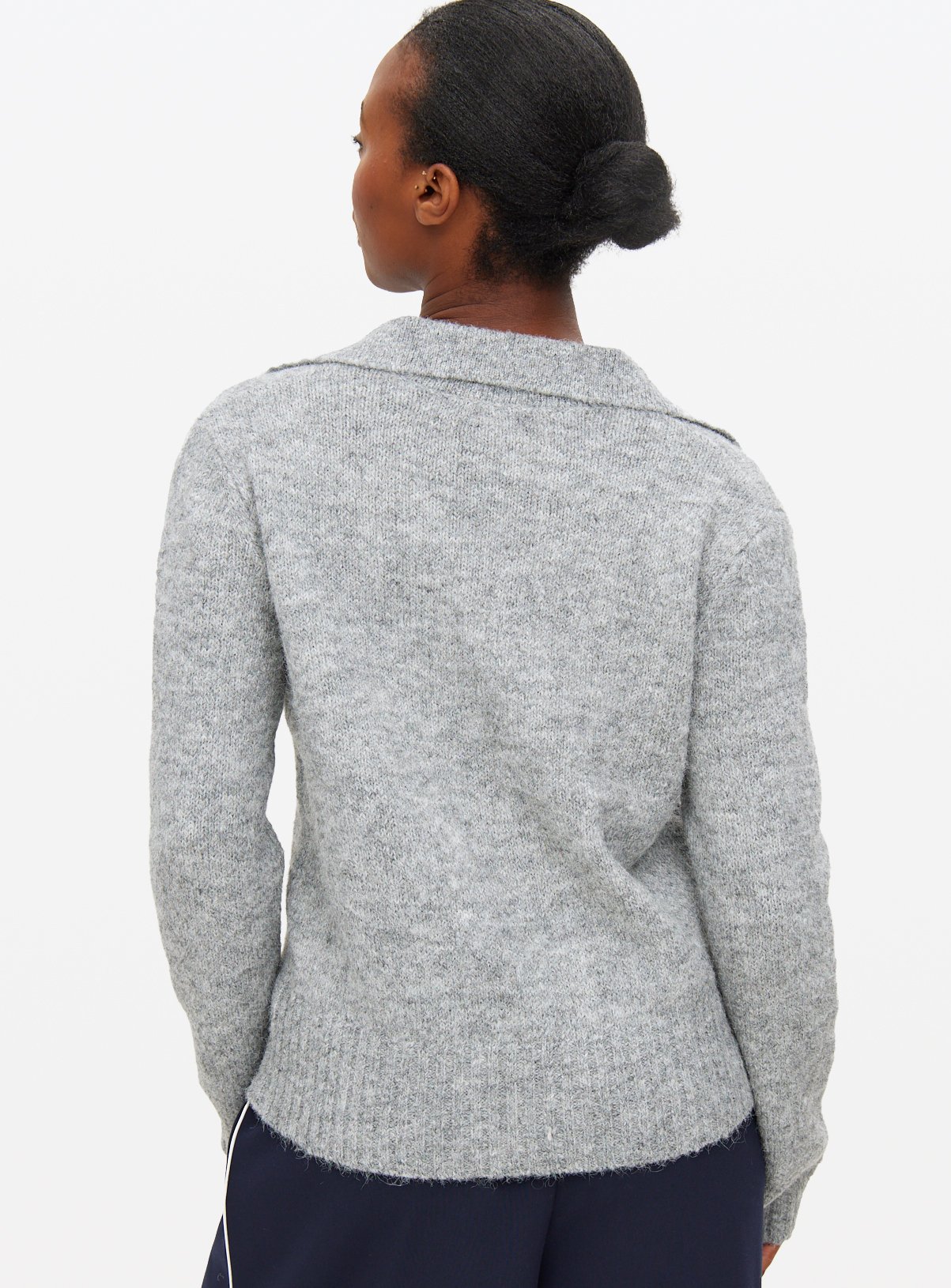Grey Open Collar Knitted Jumper 24 - Image 4 thumbnail