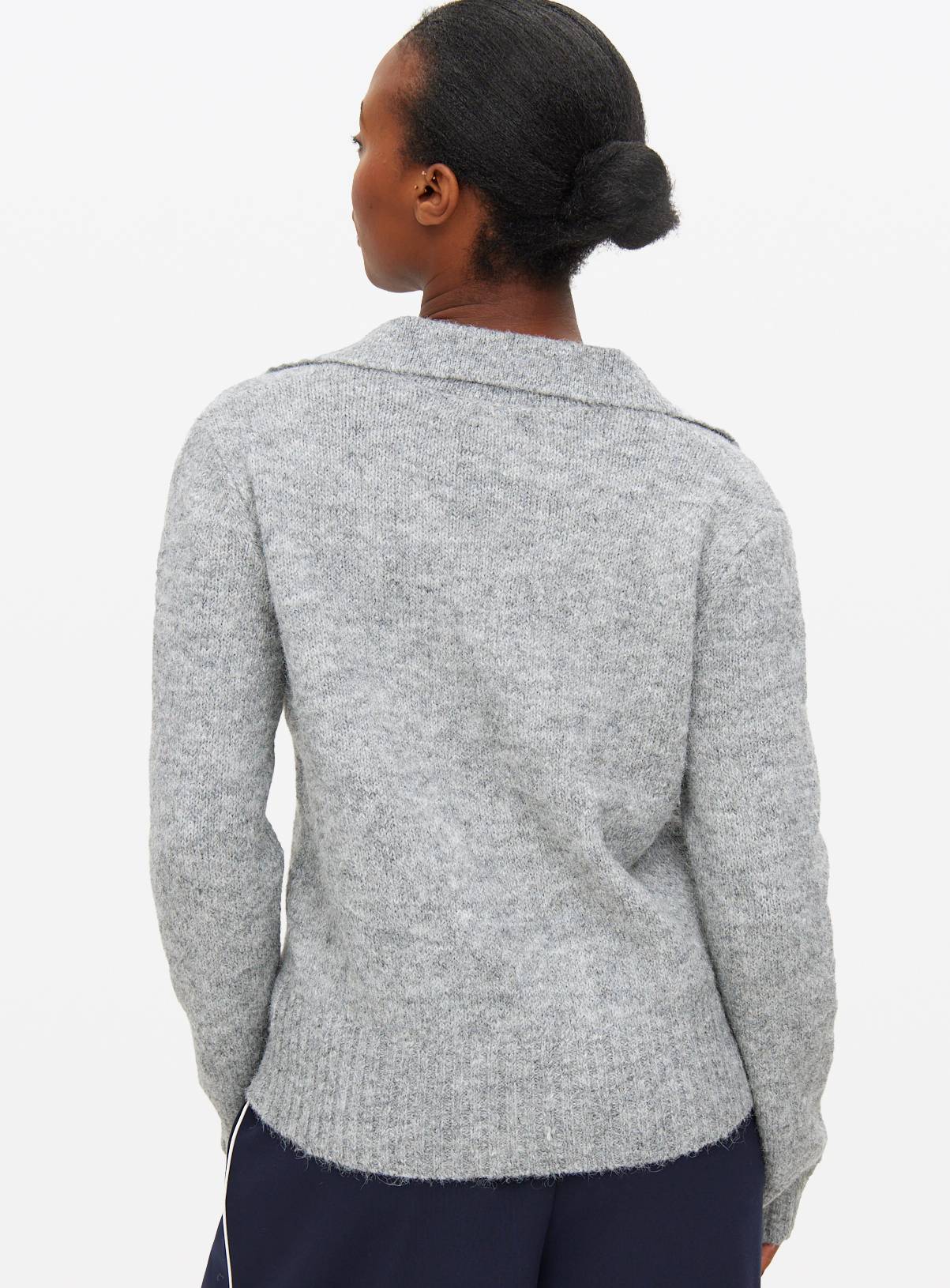 Grey Open Collar Knitted Jumper 24 - Image 4