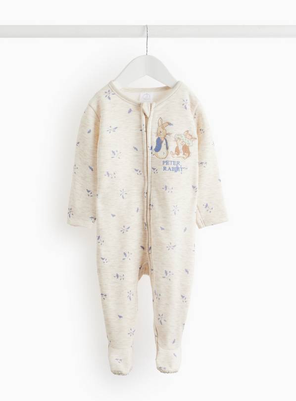 Peter Rabbit Grey Fleece Lined Sleepsuit  Up to 1 mth