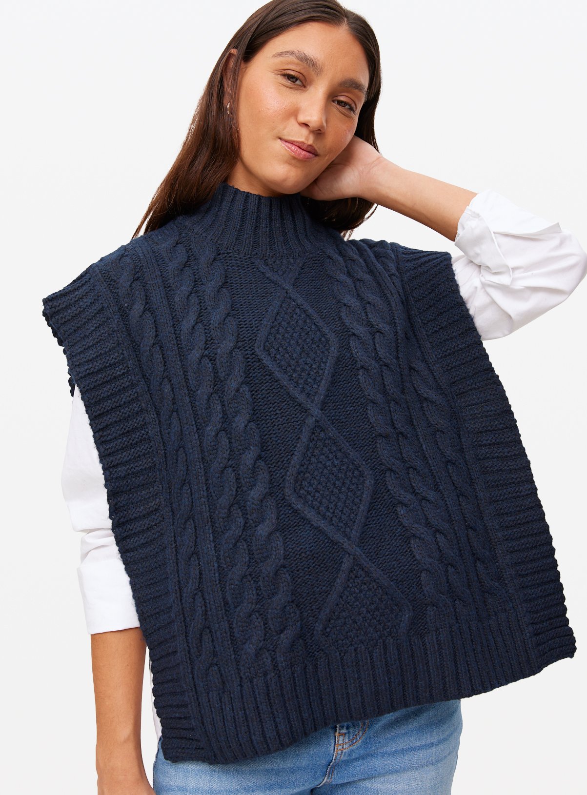 Navy Cable Knit Tabbard S - Image 1 thumbnail