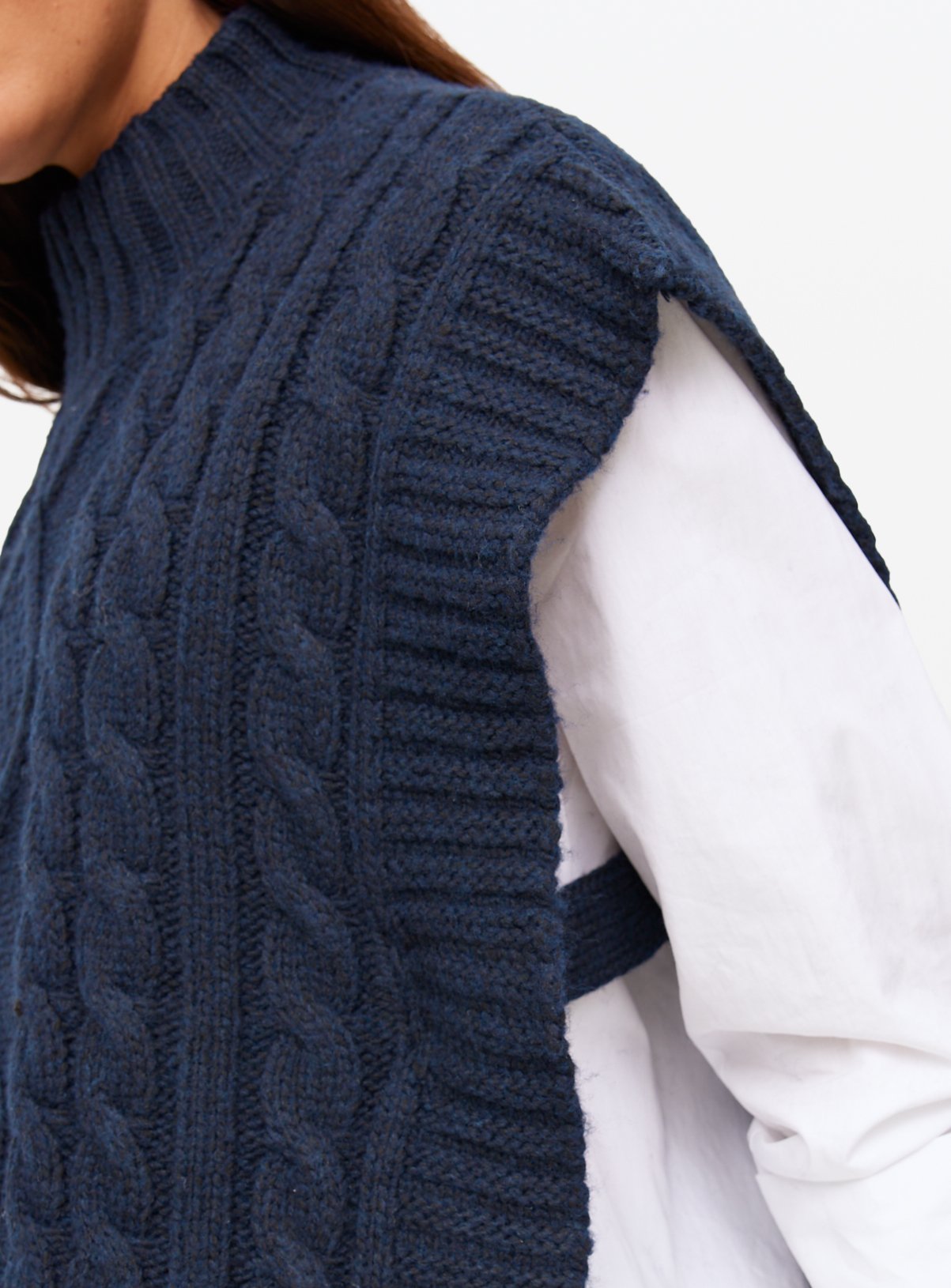 Navy Cable Knit Tabbard S - Image 3 thumbnail