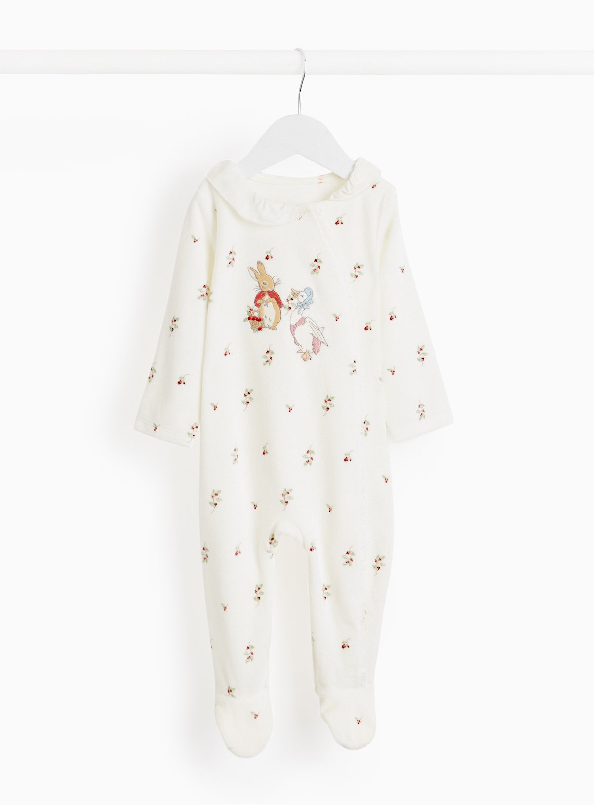 Cream Peter Rabbit Cream Velour Sleepsuit - Peter Rabbit by Sainsbury's
