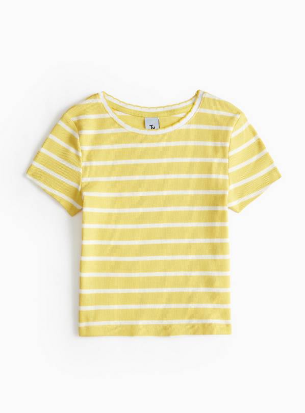 Yellow Striped Ribbed T-Shirt 7 years