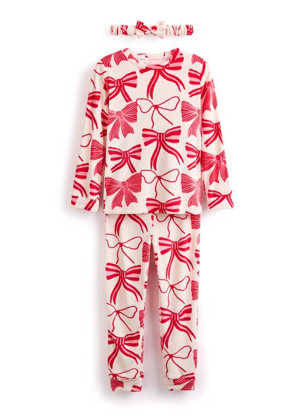 Red Bow Slinky Pyjama Set With Headband 3-4 years