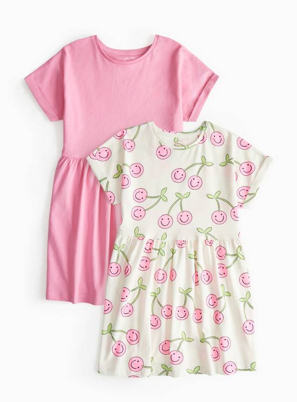 Pink Printed Jersey Dress 2 Pack 5 years