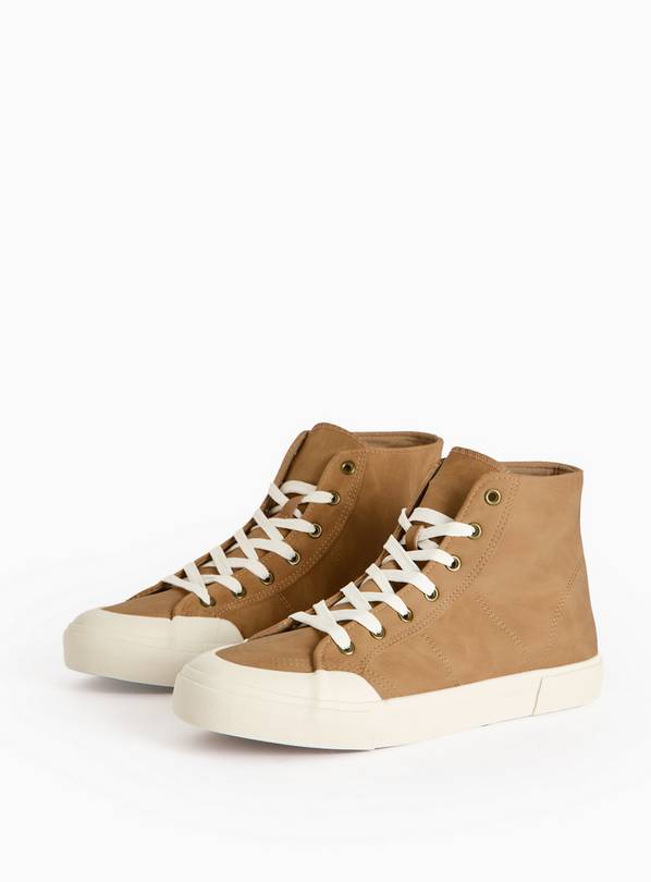 Beige Faux Suede High Top Trainers  11