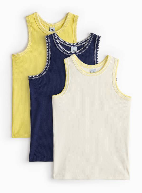 Ribbed Sleeveless Vests 3 Pack 5 years