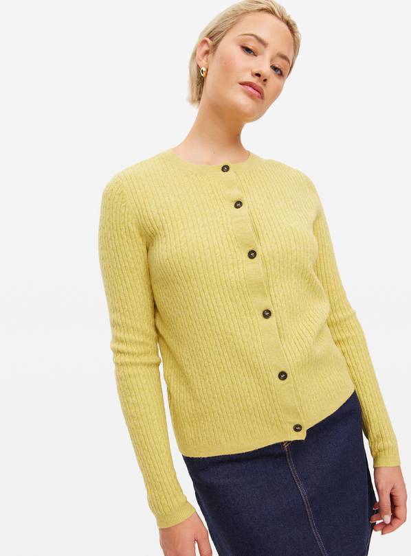 Green Cosy Yarn Mini Cable Knit Crew Neck Cardigan 24