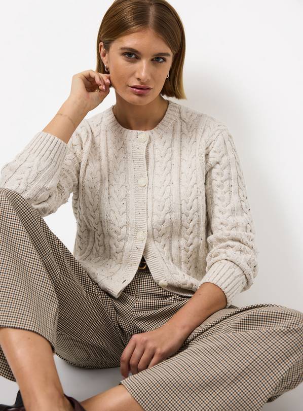 Neutral Neppy Cable Knit Cardigan 12