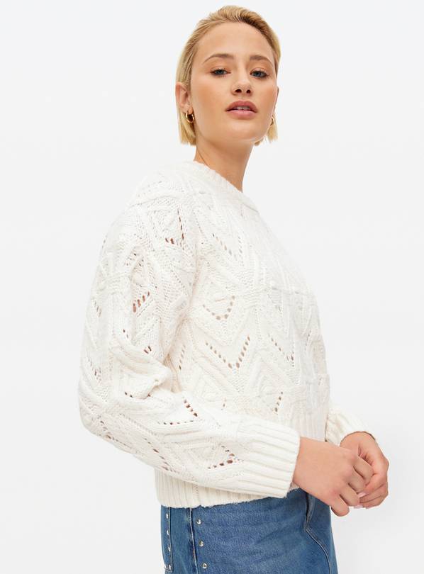 Cream Pointelle Cable Knit Jumper 24