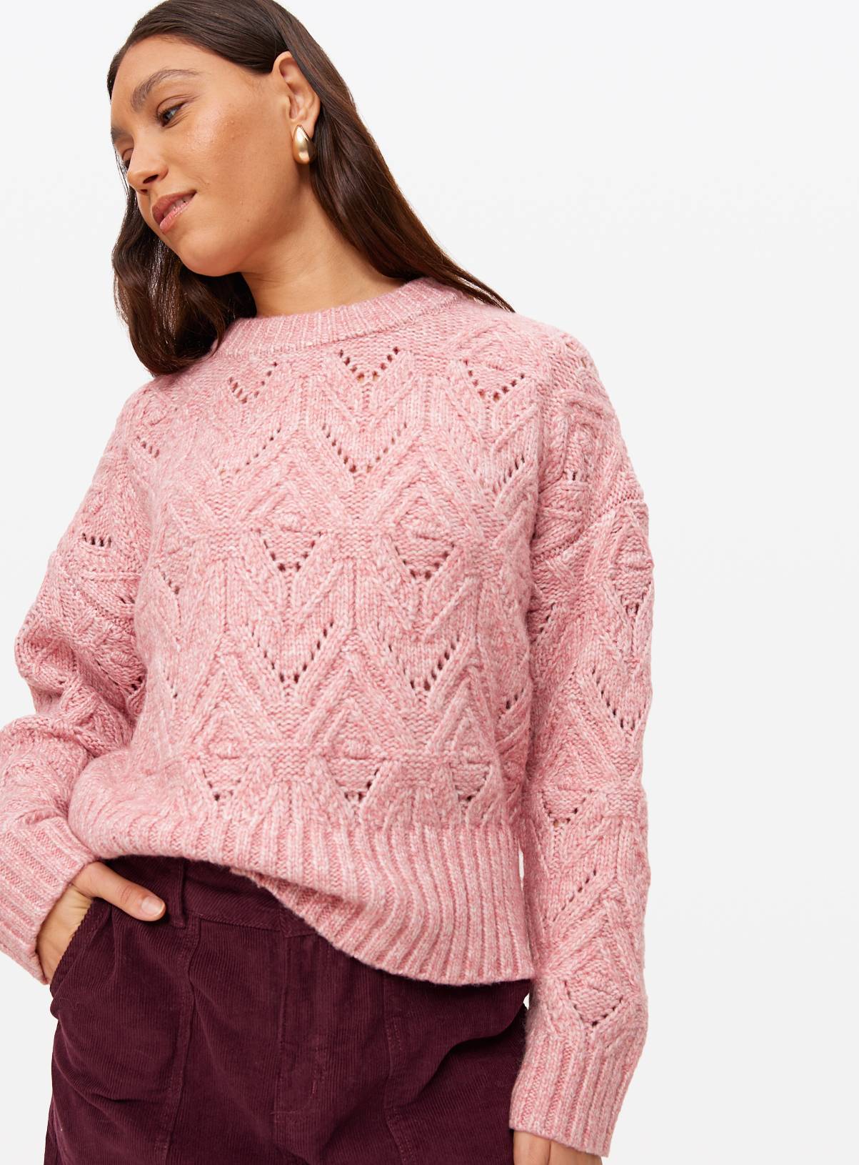 Pink Pointelle Cable Knit Jumper 20 - Image 1