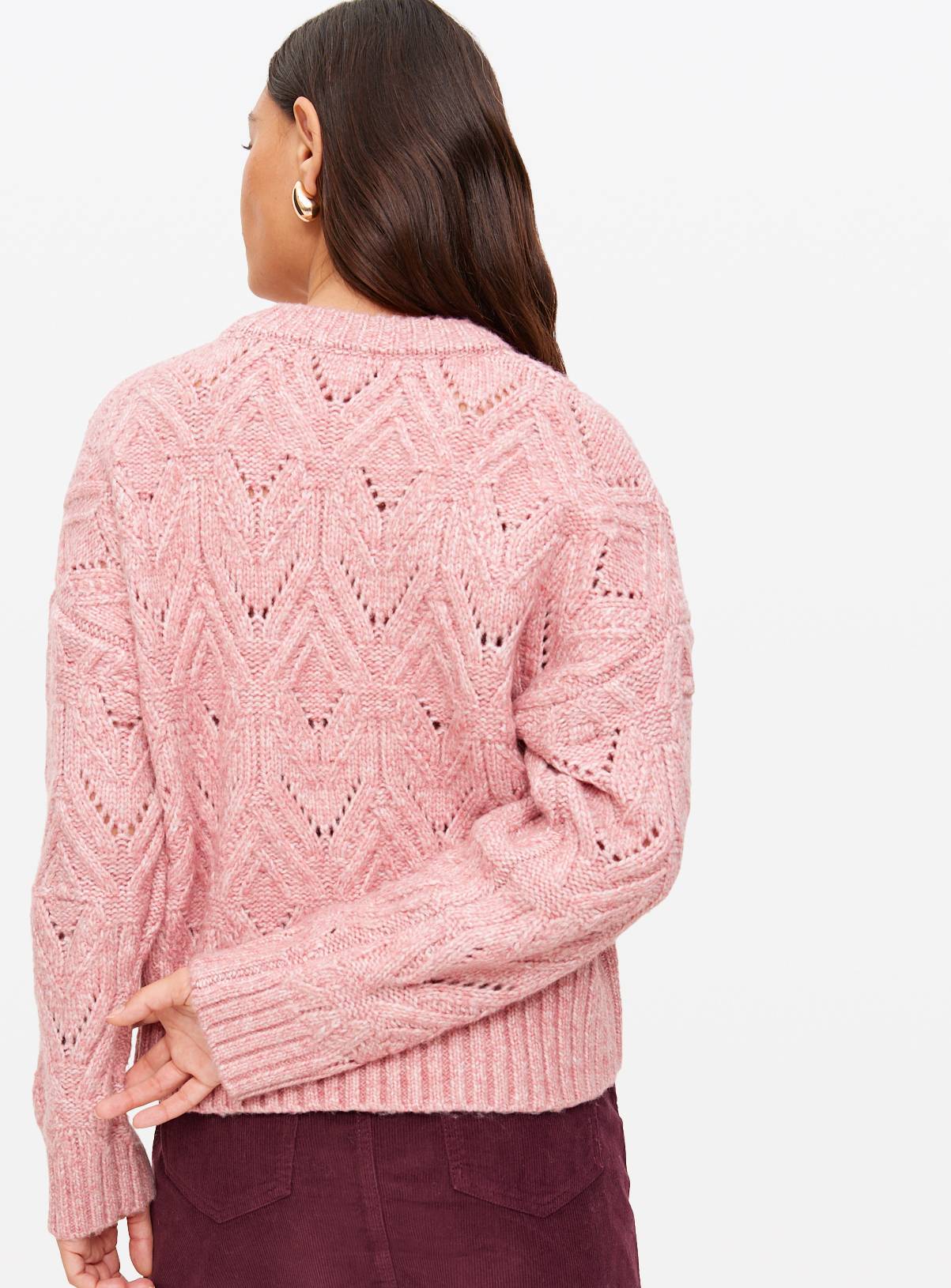 Pink Pointelle Cable Knit Jumper 20 - Image 4