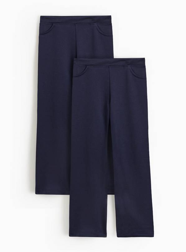 2 Pack Navy Jersey Trousers 11 years