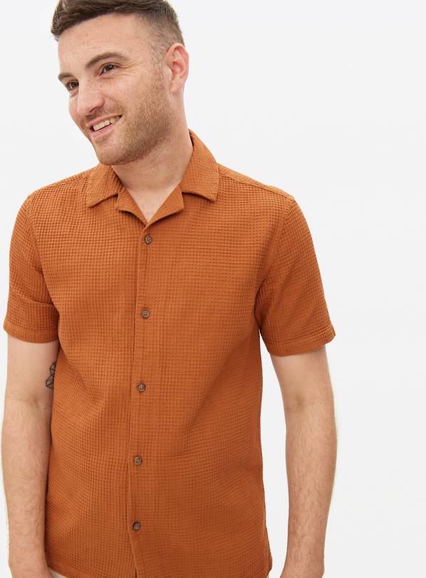 Orange Waffle Textured Shirt XXXXL