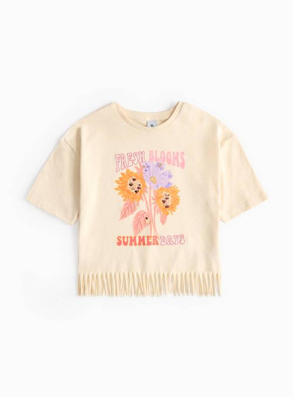 Fringed Flower Print T-Shirt 10 years