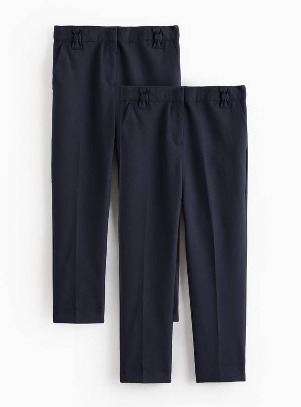 2 Pack Navy Trousers with Reinforced Knees & Extendable Hem  8 years