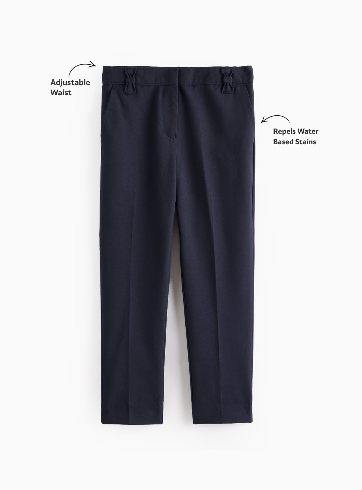 2 Pack Girls Navy Trousers with Reinforced Knees & Extendable Hem 11 years - Image 2 thumbnail