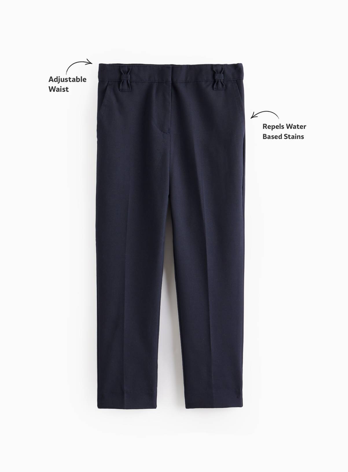 2 Pack Girls Navy Trousers with Reinforced Knees & Extendable Hem 11 years - Image 2