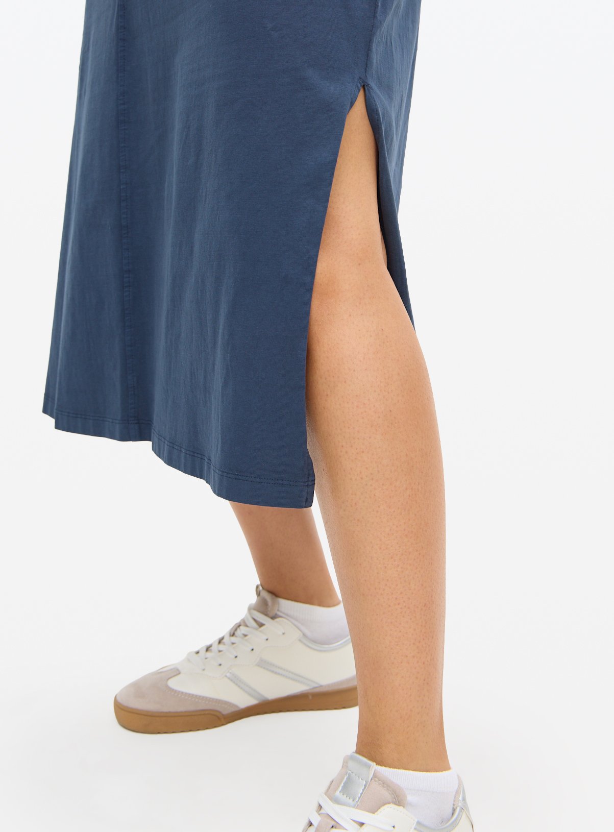 Blue Acid Wash Midi T-Shirt Dress L - Image 3 thumbnail