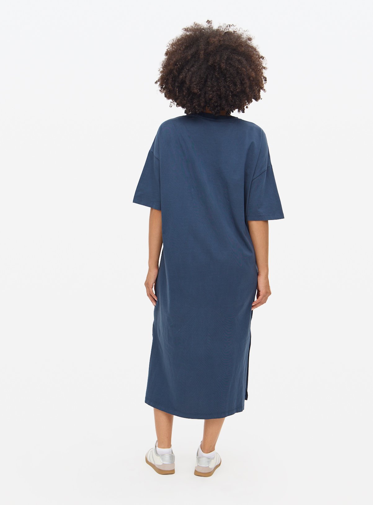 Blue Acid Wash Midi T-Shirt Dress L - Image 4 thumbnail