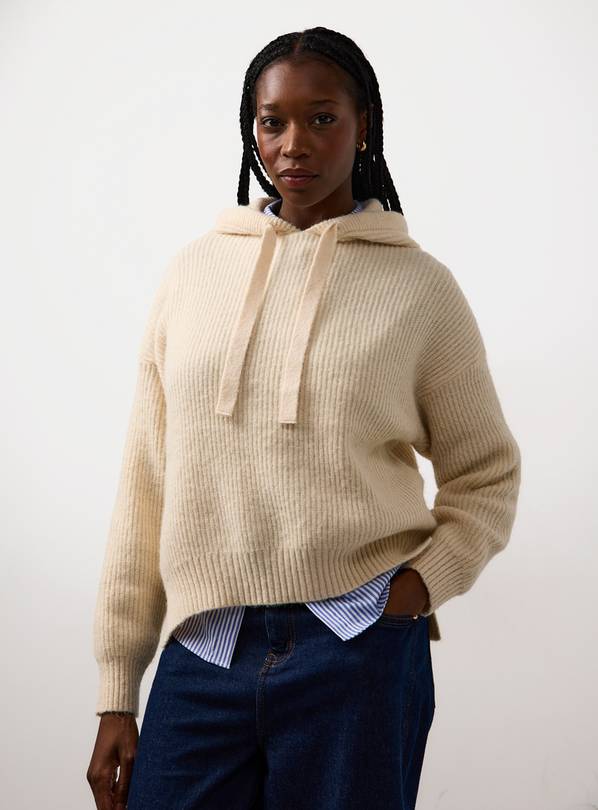 Cream Ribbed Hooded Jumper 20